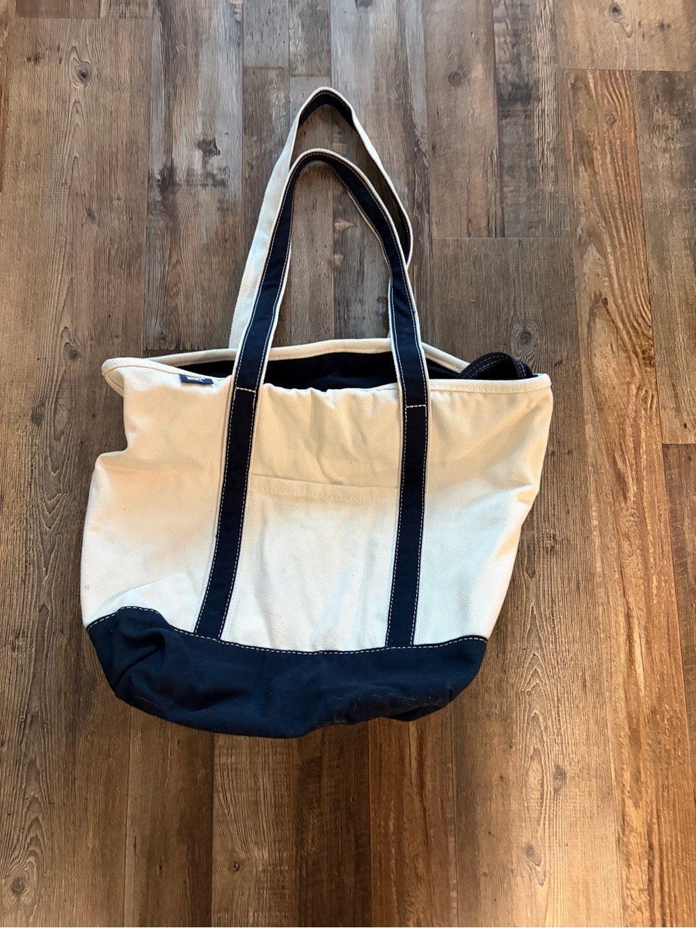Lands' End Canvas Tote in Cream with Black Trim